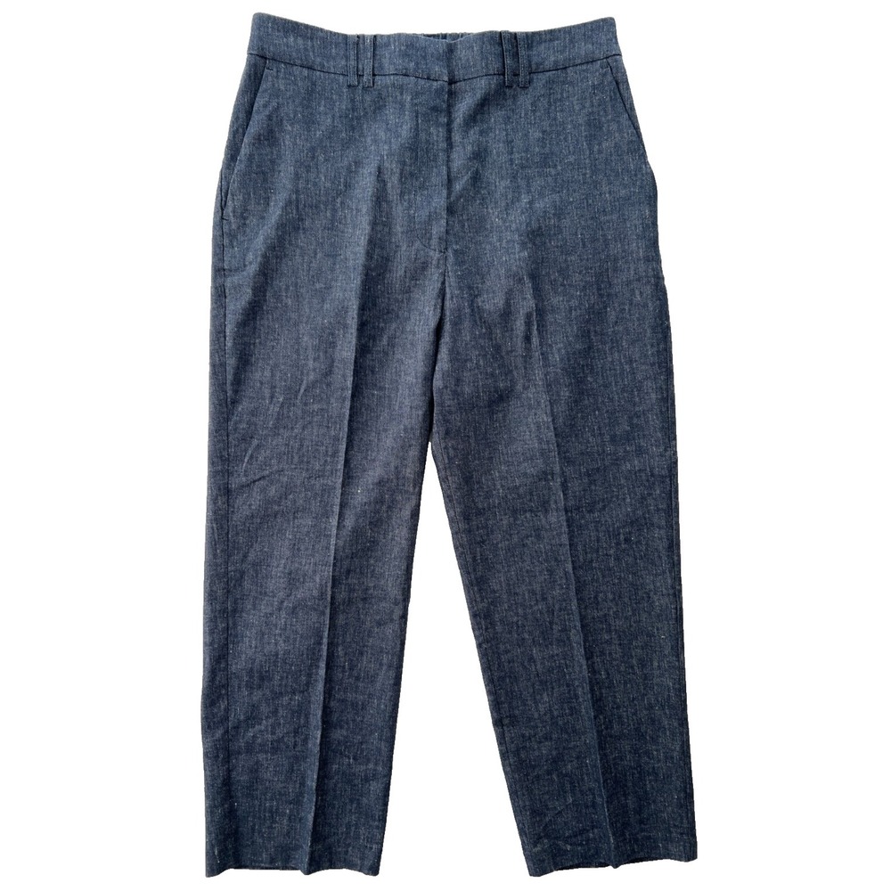 Brochu Walker Talia Pants L Blue Indigo Womens Wide Leg Elastic Waist NWT $398